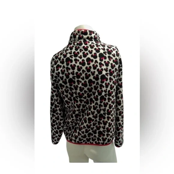 Disney Animal Print Minnie Mouse Zipper Fleece Jacket Women's Size L - Picture 2 of 4